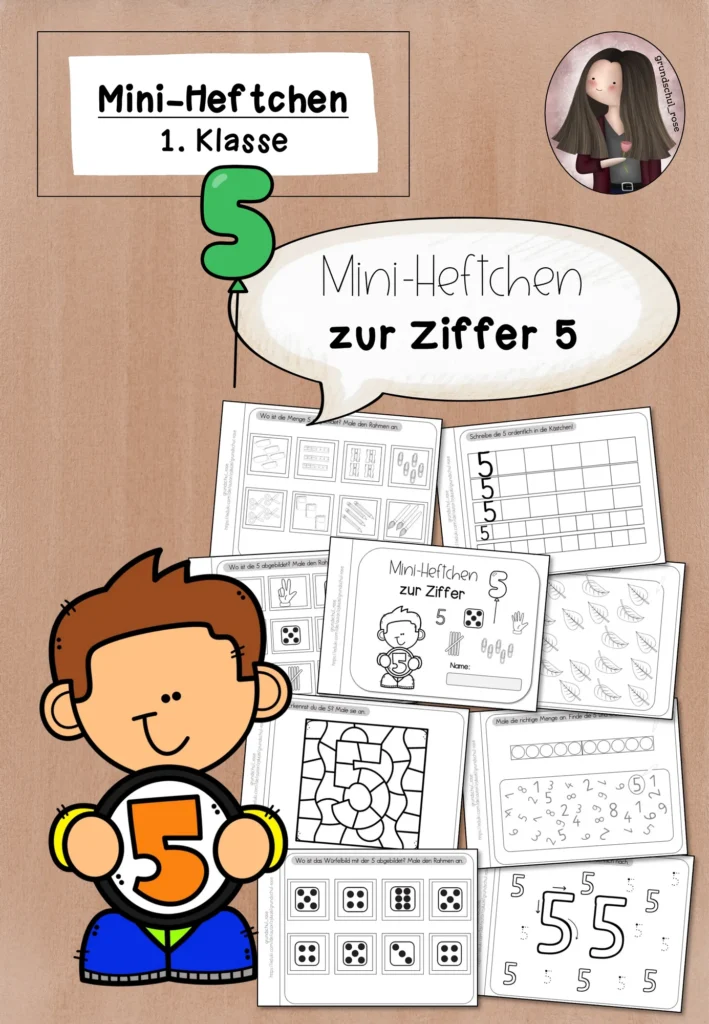 Cover Mini-Heft Zahl 5 Klasse 1 - Ziffer schreiben und Mengen erfassen