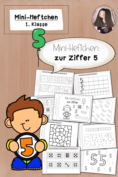 Mini-Heftchen zur Ziffer/Zahl 5 (1. Klasse) (668280)