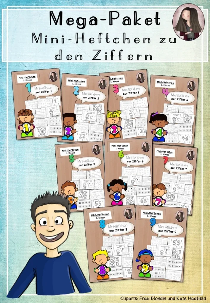 Cover Mega-Paket Mini-Hefte Ziffern und Zahlen 1 bis 9 Klasse 1