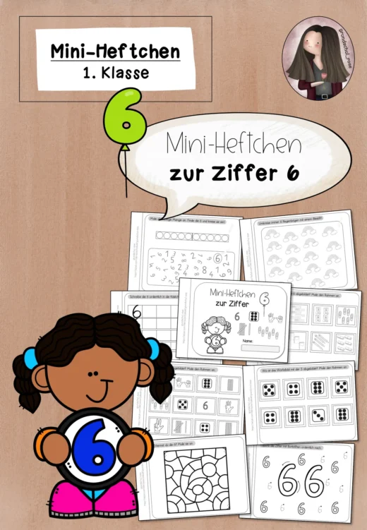 Mini-Heftchen zur Ziffer/Zahl 6 (1. Klasse)