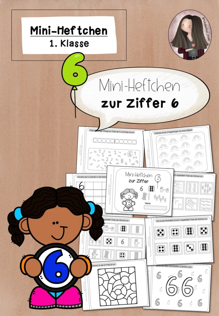 Cover Mini-Heft Zahl 6 Klasse 1 - Ziffer schreiben und Mengen erfassen