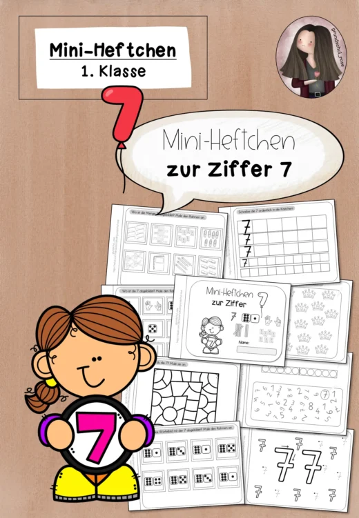Mini-Heftchen zur Ziffer/Zahl 7 (1. Klasse)