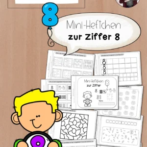 Mini-Heft Ziffer/Zahl 8 Acht (1. Klasse) Mathematik