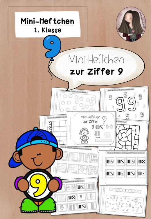 Mini-Heftchen zur Ziffer/Zahl 9 (1. Klasse)