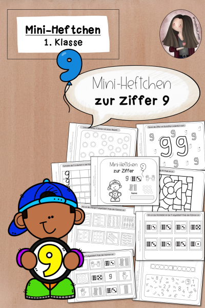 Mini-Heftchen zur Ziffer/Zahl 9 (1. Klasse) (672226)