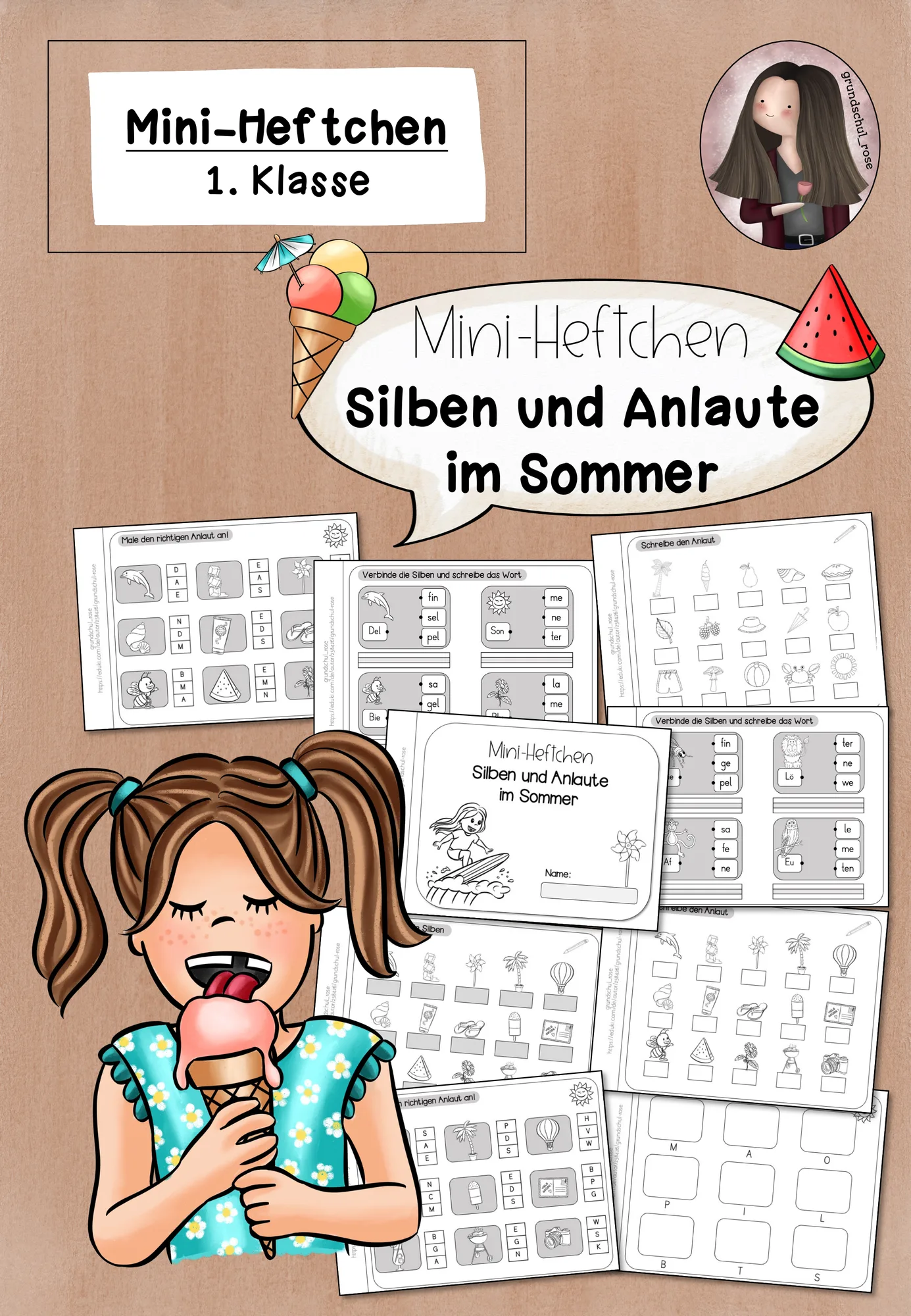Mini-Heftchen zu den Silben und Anlauten im Sommer (1. Klasse)