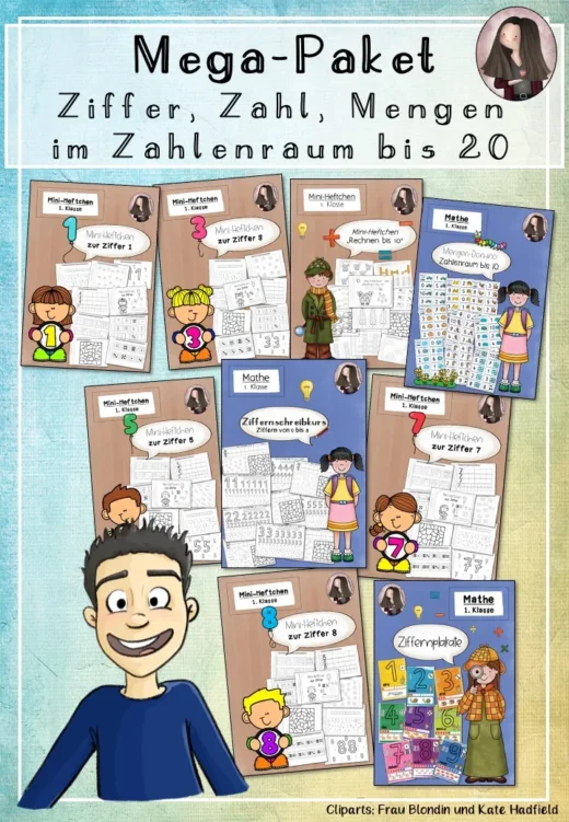 Mega-Paket Ziffern, Zahl, Menge und Zahlenraum bis 20