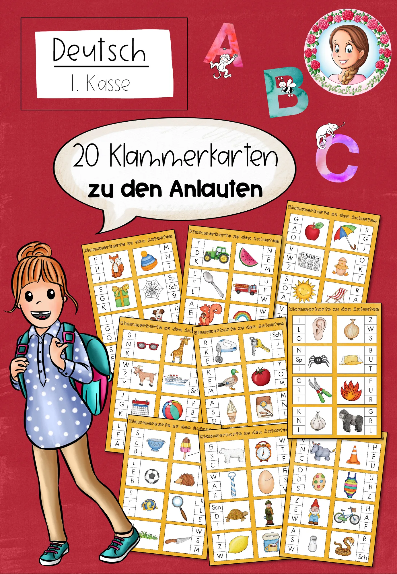 Klammerkarten Anlaute / Laute (1. Klasse) Deutsch