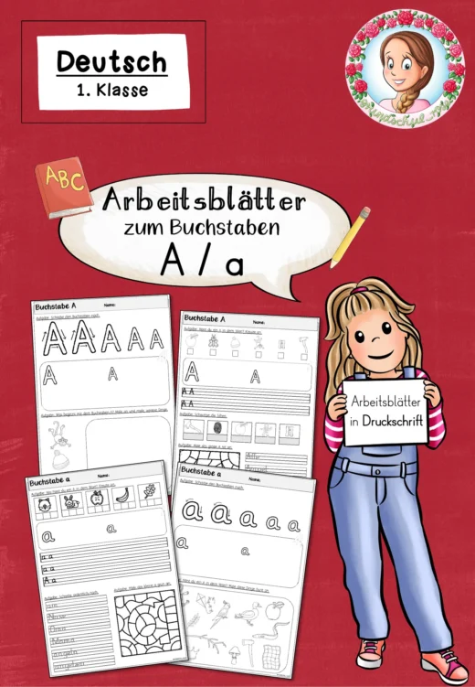 Arbeitsblätter zur Einführung des Buchstabens A in Druckschrift (1. Klasse)