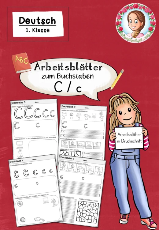 Arbeitsblätter zur Einführung des Buchstabens C in Druckschrift (1. Klasse)