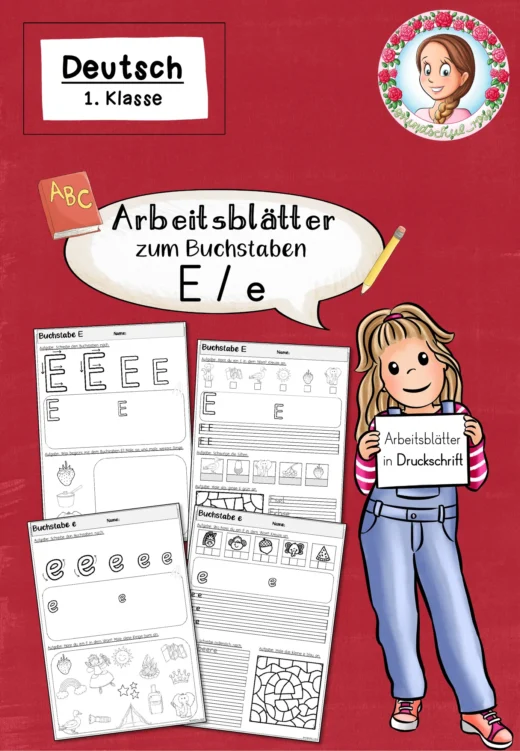 Arbeitsblätter zur Einführung des Buchstabens E in Druckschrift (1. Klasse)