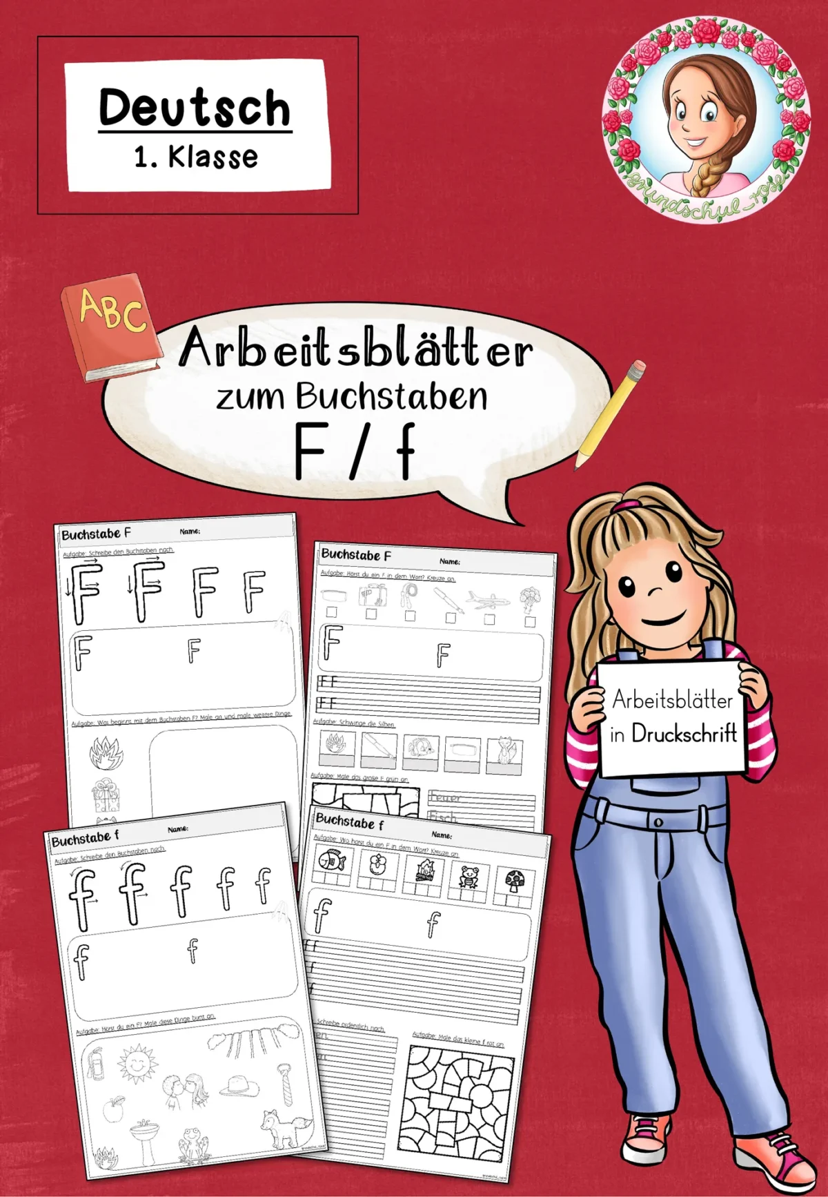 Arbeitsblätter zur Einführung des Buchstabens F in Druckschrift (1. Klasse)