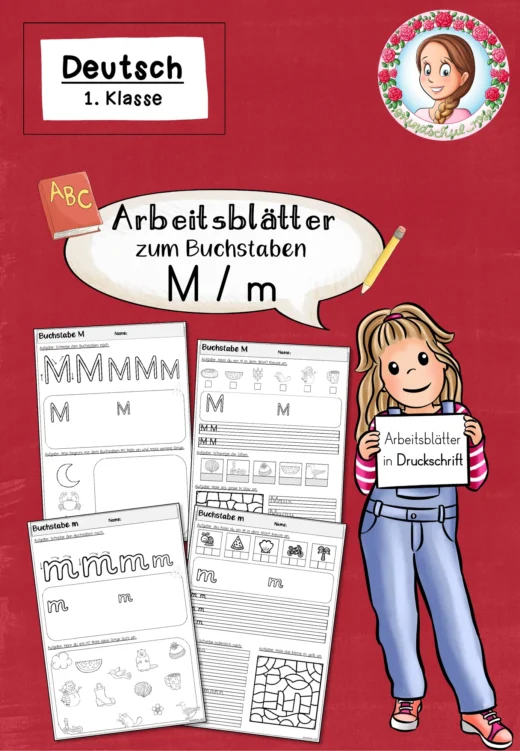 Arbeitsblätter zur Einführung des Buchstabens M in Druckschrift (1. Klasse)