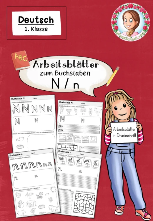 Arbeitsblätter zur Einführung des Buchstabens N in Druckschrift (1. Klasse)