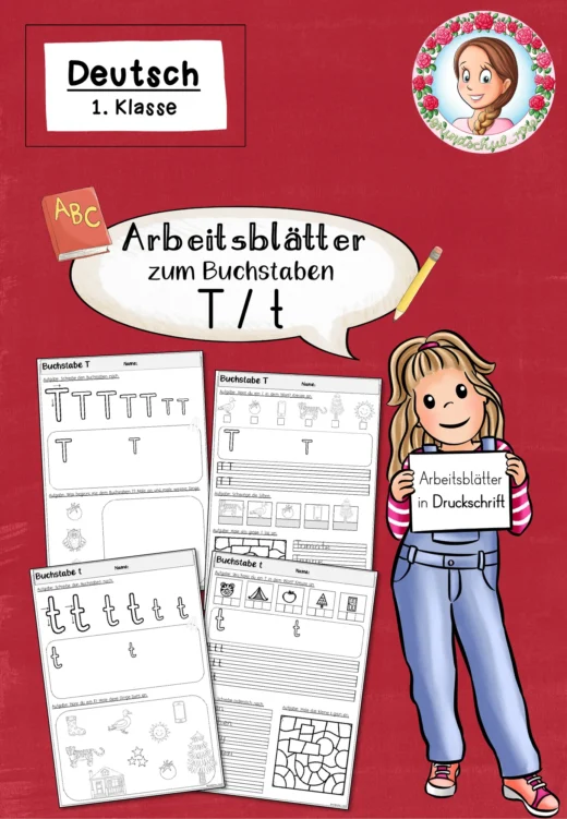 Arbeitsblätter zur Einführung des Buchstabens T in Druckschrift (1. Klasse)