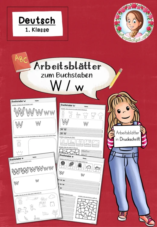 Arbeitsblätter zur Einführung des Buchstabens W in Druckschrift (1. Klasse)