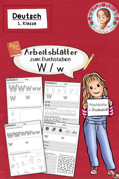 Arbeitsblätter zur Einführung des Buchstabens W in Druckschrift (1. Klasse) (709031)