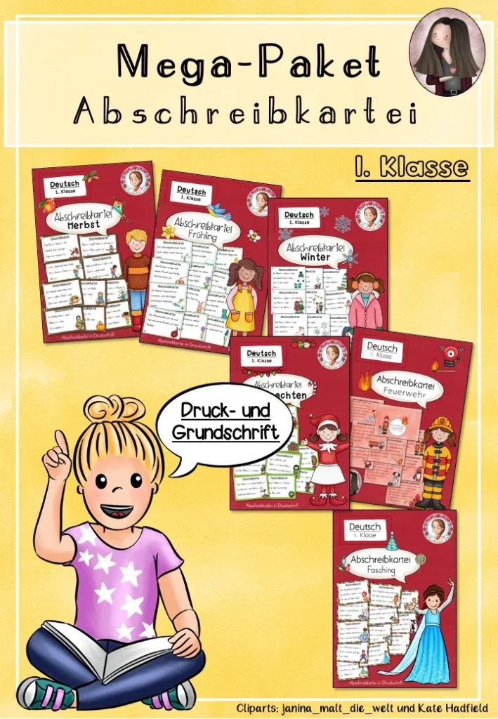 Cover: Abschreibkarteien Paket Klasse 1. Druck- & Grundschrift