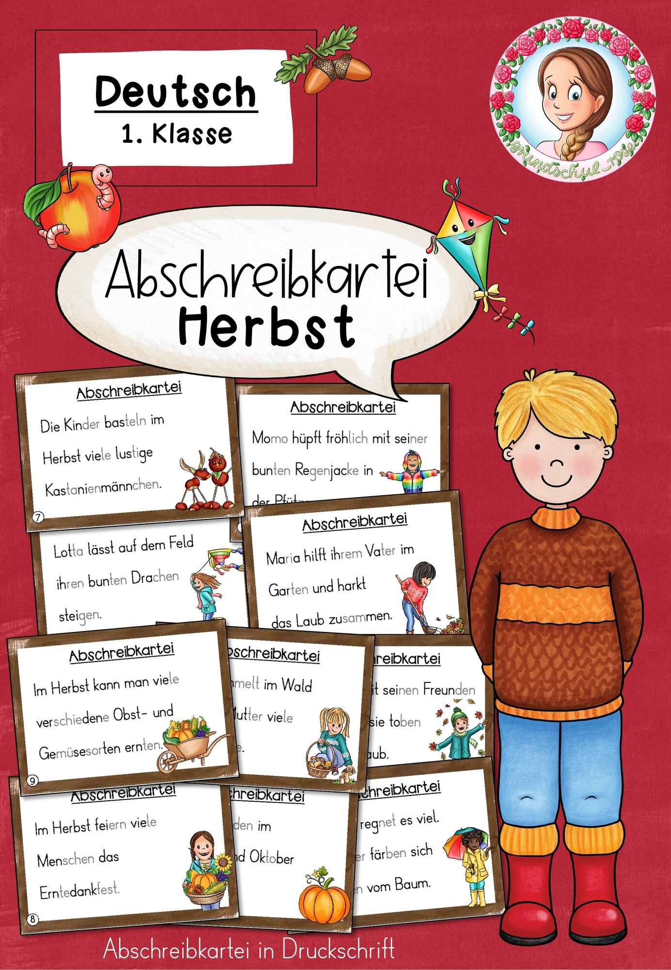 Herbst: Abschreibkartei in Druckschrift (1. – 2. Klasse)