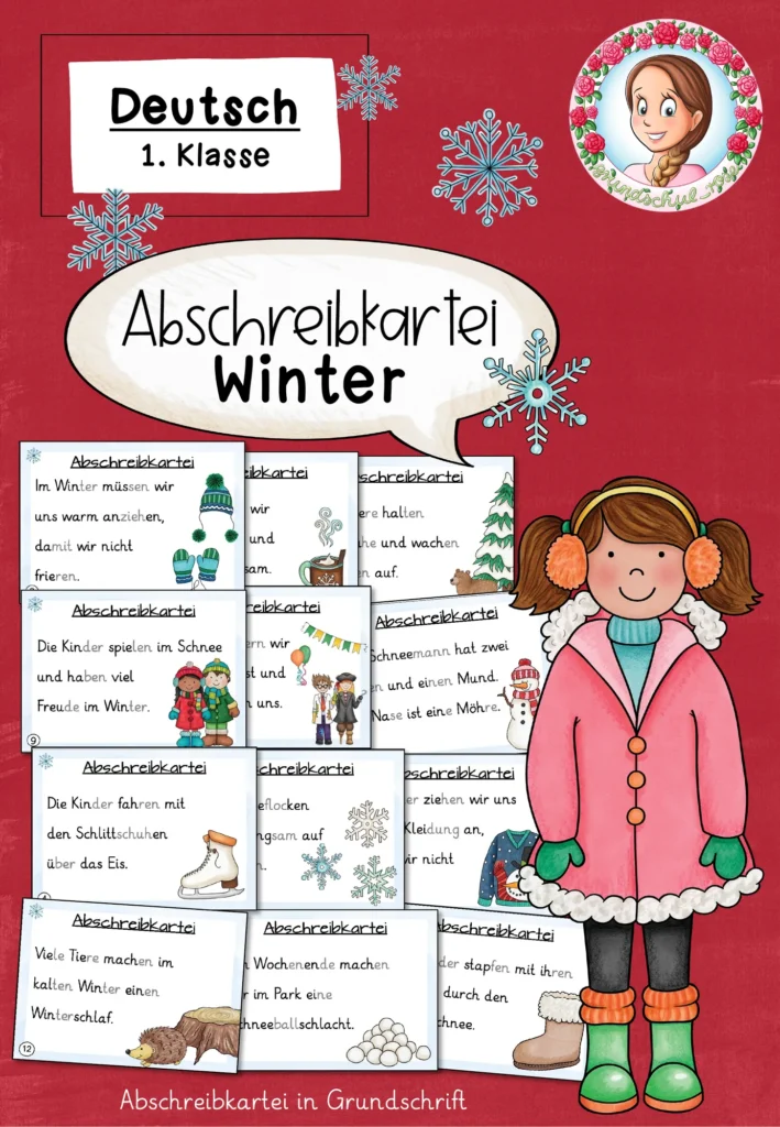 Abschreibkartei Winter Deutsch Klasse 1 - Cover für Klasse 1