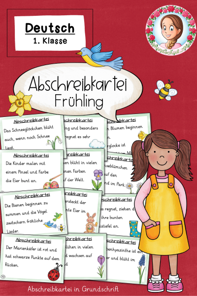 Abschreibkartei Frühling Klasse 1 Grundschrift (710758)