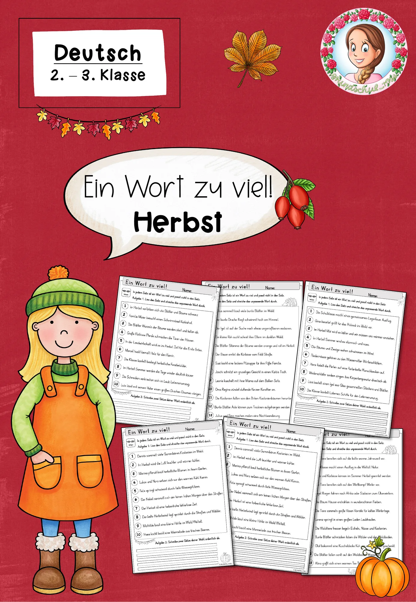 Herbst: Ein Wort zu viel – Deutschübungen für die 2. und 3. Klasse