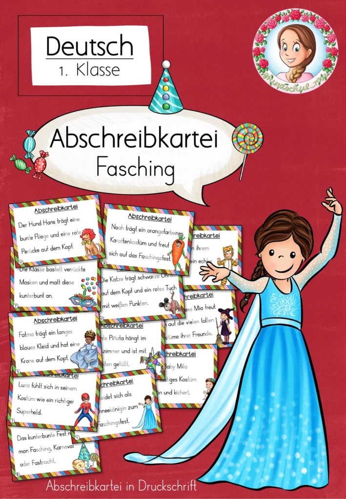 Abschreibkartei Fasching Deutsch Klasse 1 - Cover für Klasse 1