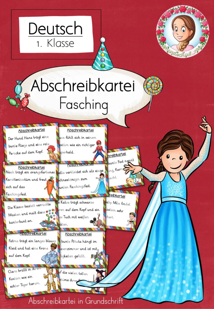 Abschreibkartei Fasching Deutsch Klasse 1 - Cover für Klasse 1