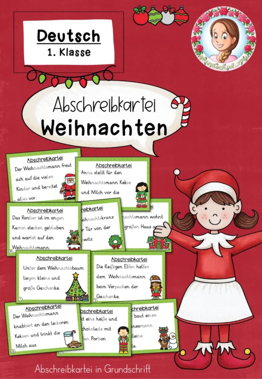 Weihnachten: Abschreibkartei in Grundschrift (1. Klasse) – Schreiben & Rechtschreibung im Deutschunterricht