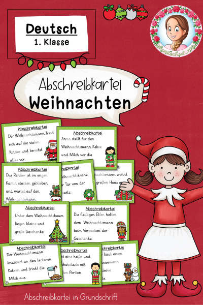 Weihnachten: Abschreibkartei in Grundschrift (1. Klasse) – Schreiben & Rechtschreibung im Deutschunterricht (720525)