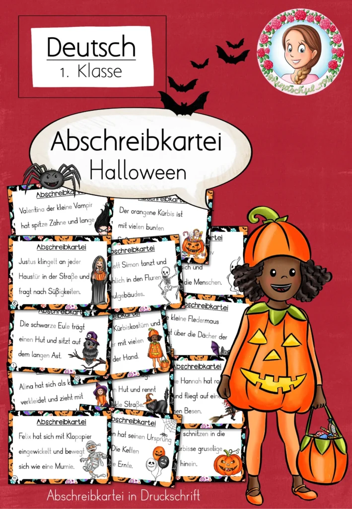 Abschreibkartei Halloween Deutsch Klasse 1 - Cover für Klasse 1