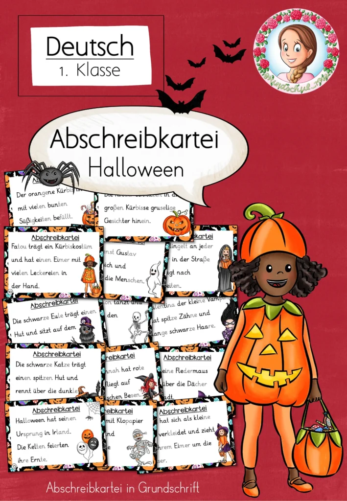 Abschreibkartei Halloween Deutsch Klasse 1 - Cover für Klasse 1