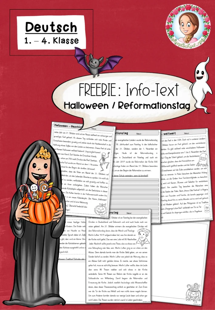 Infotext Halloween Deutsch Klasse 1-4 - Cover für Klasse 1-4