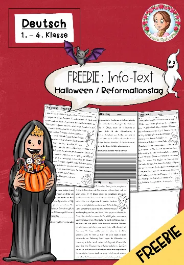Cover: Halloween Infotext | Reformationstag Lesetext kostenlos Klasse 1-4 – digitales Unterrichtsmaterial für die Grundschule