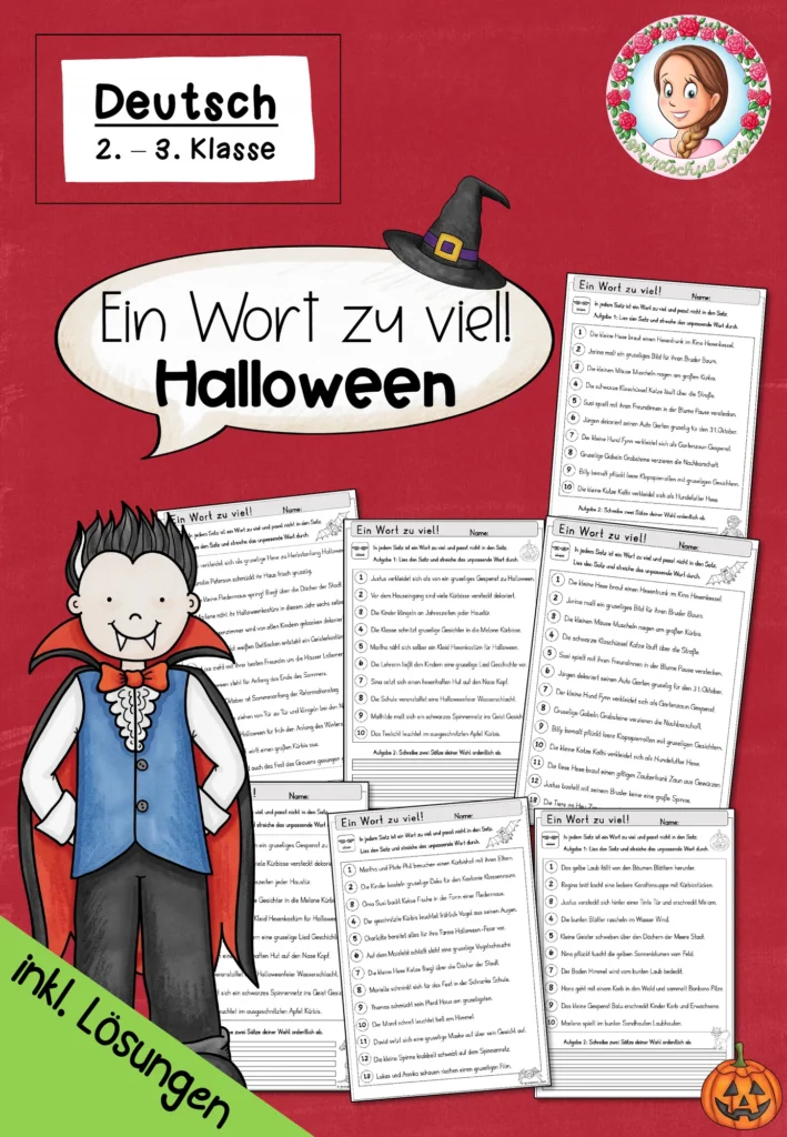 Ein Wort zu viel Halloween – Deutschübungen Klasse 2-3 Cover