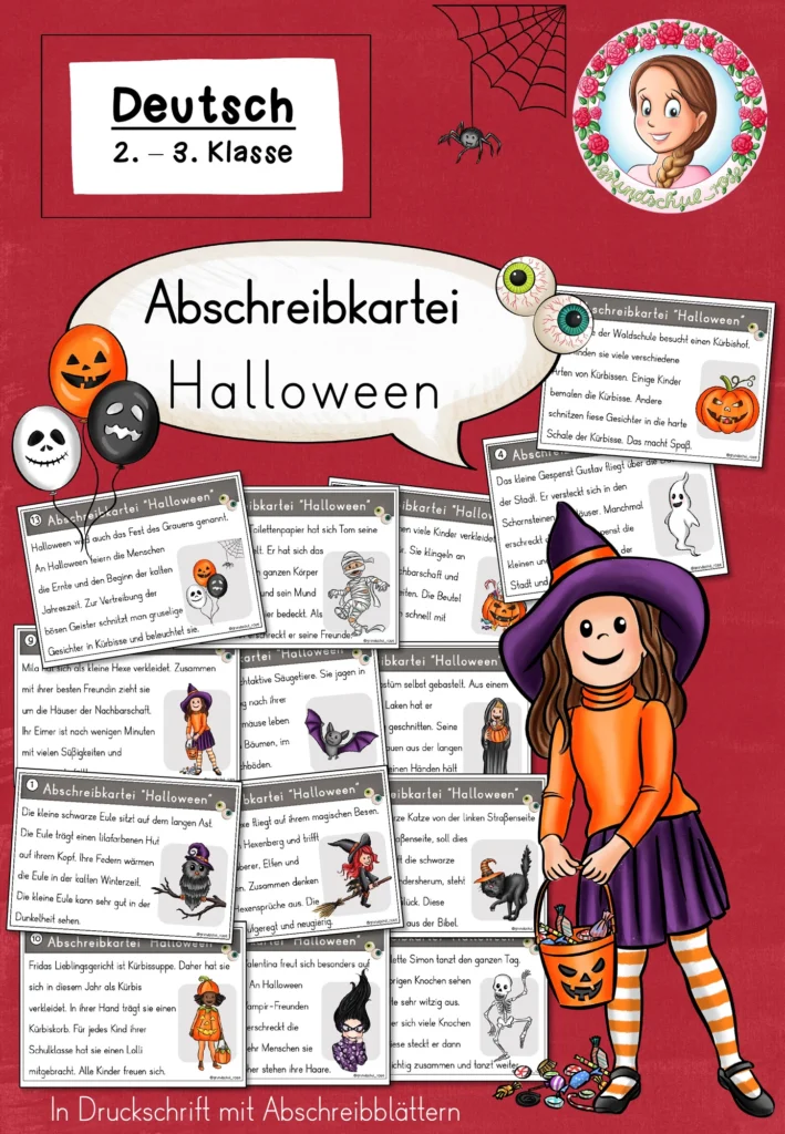Abschreibkartei Halloween Druckschrift – Deutsch Klasse 2-3 Cover