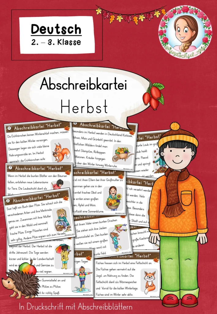 Cover: Abschreibkartei Herbst Klasse 2-3. Druckschrift Deutsch