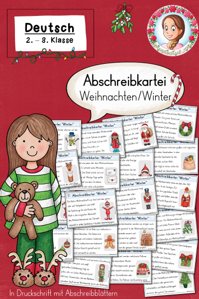 Winter & Weihnachten: Abschreibkartei in Druckschrift (2.–3. Klasse, Deutschunterricht) (729186)