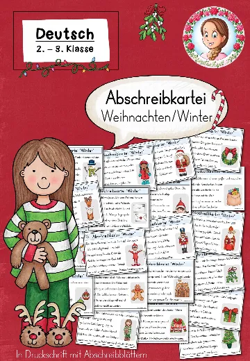 Cover: Winter & Weihnachten: Abschreibkartei in Druckschrift (2.–3. Klasse, Deutschunterricht) – digitales Unterrichtsmaterial für die Grundschule