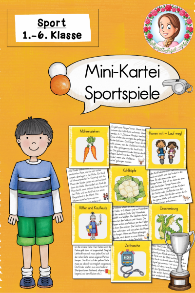 Mini-Kartei: Sportspiele für den Sportunterricht (1.-6. Klasse) #fitdurchdenwinter (729483)