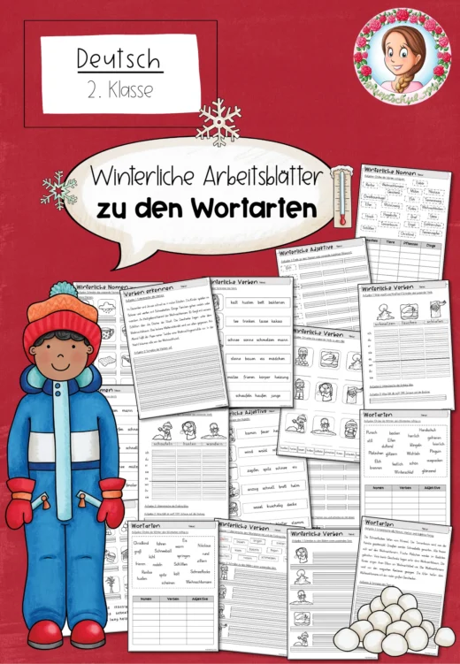 Arbeitsblätter Winter Wortarten (Klasse 2) Deutsch