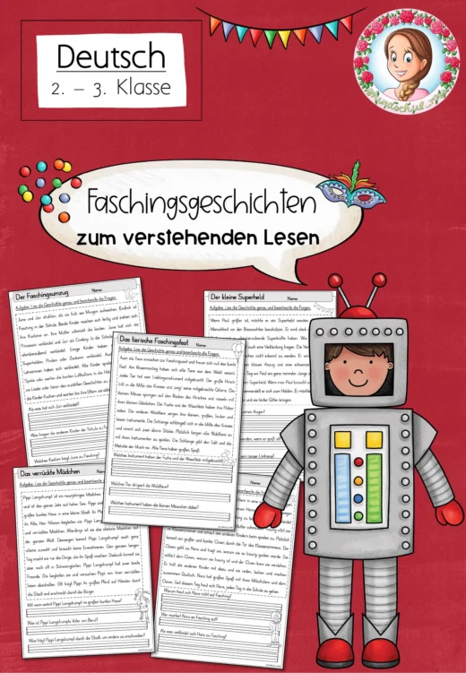 Lesen Verstehen Fasching Karneval Klasse 2 bis 3