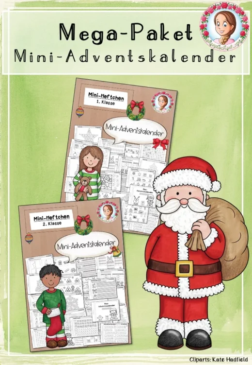 Mega-Paket Mini-Adventskalender (1.–2. Klasse) – Weihnachten Deutsch & Mathematik spielerisch im Advent