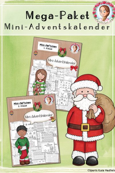 Mega-Paket Mini-Adventskalender (1.–2. Klasse) – Weihnachten Deutsch & Mathematik spielerisch im Advent (735146)