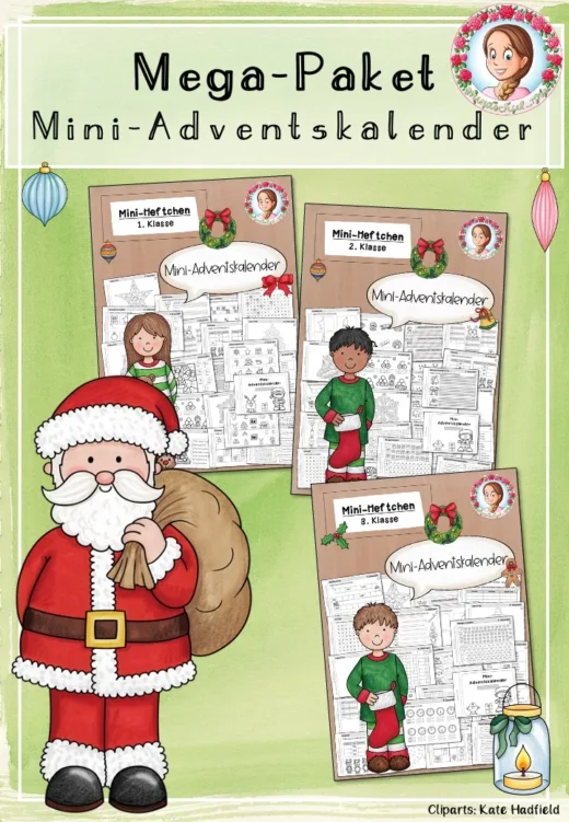 Mega-PaketMini-Adventskalender (1.–3. Klasse) – Weihnachten | Deutsch, Mathematik & Bastelideen im Advent