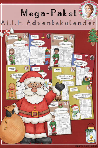 Weihnachten: Materialpaket Adventskalender (1.–3. Klasse) – Deutsch & Mathematik im Advent (735151)