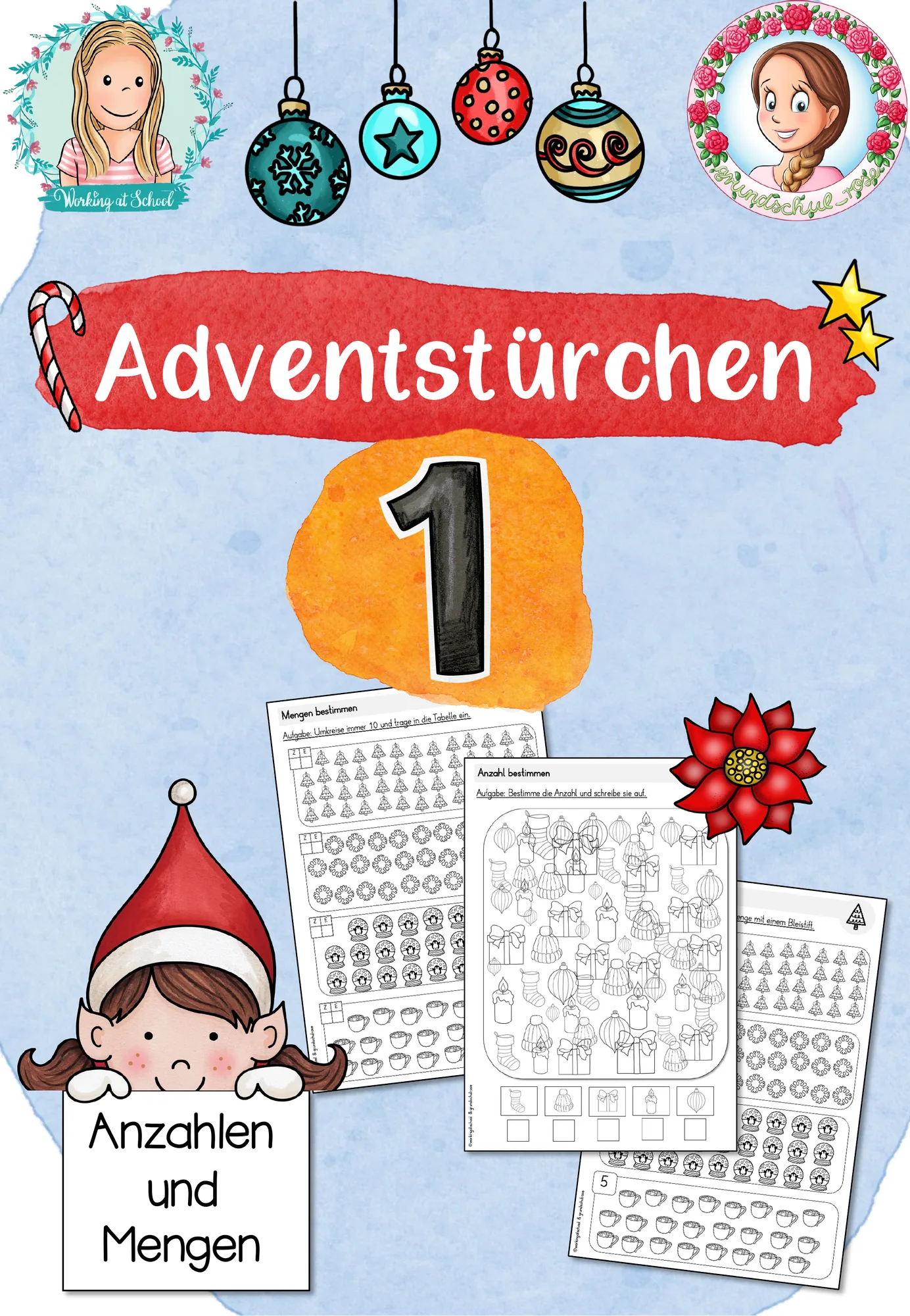 Adventstürchen 1: Anzahl und Mengen (1.-2. Klasse)