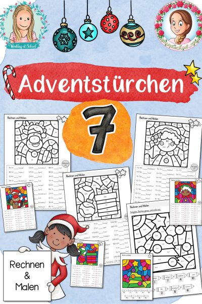 Kostenloses Adventstürchen 7: Rechenmalblätter (1.-4. Klasse) (738155)