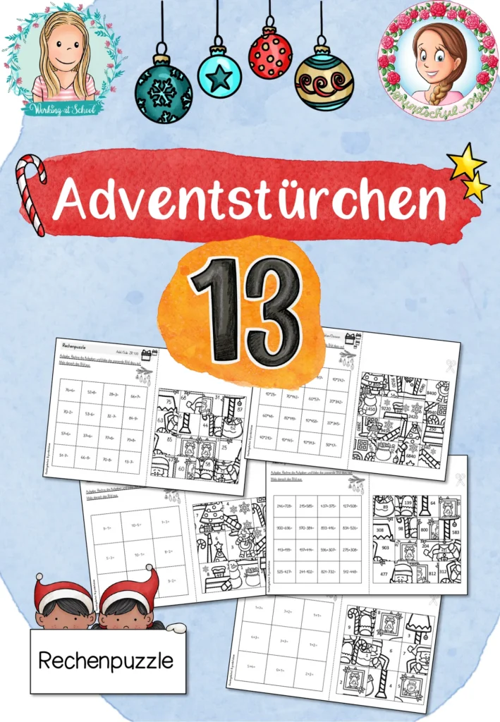 Rechenpuzzle Weihnachten Mathematik Klasse 1-4 - Cover für Klasse 1-4