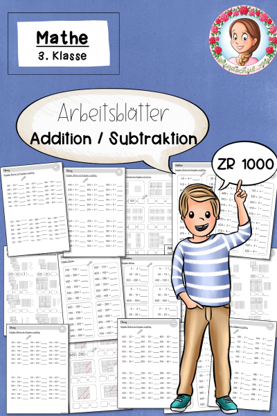 Arbeitsblätter zur Addition und Subtraktion im ZR 1000 (3. Klasse) (746081)